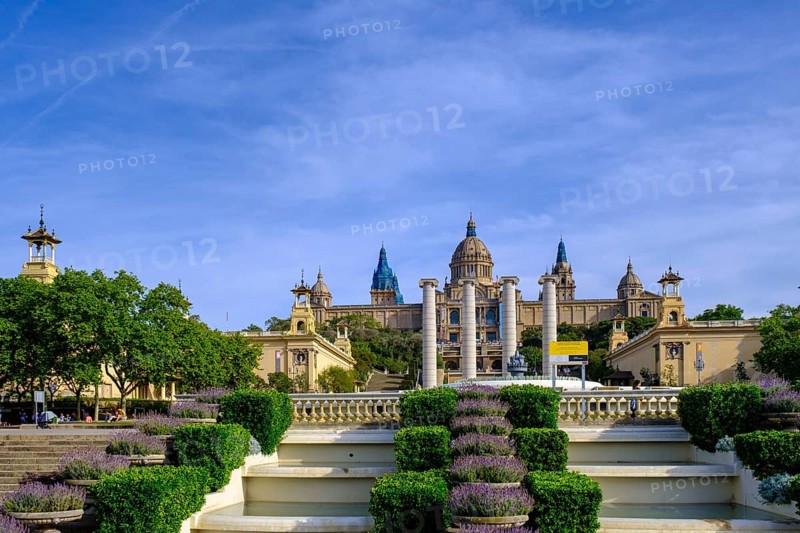National Gallery of Catalan Art, Museu Nacional d'Art de Catalunya in Plaça de les Cascades, Fountain, Font Màgica de Montjuïc, Barcelona, Catalonia, Spain, Europe