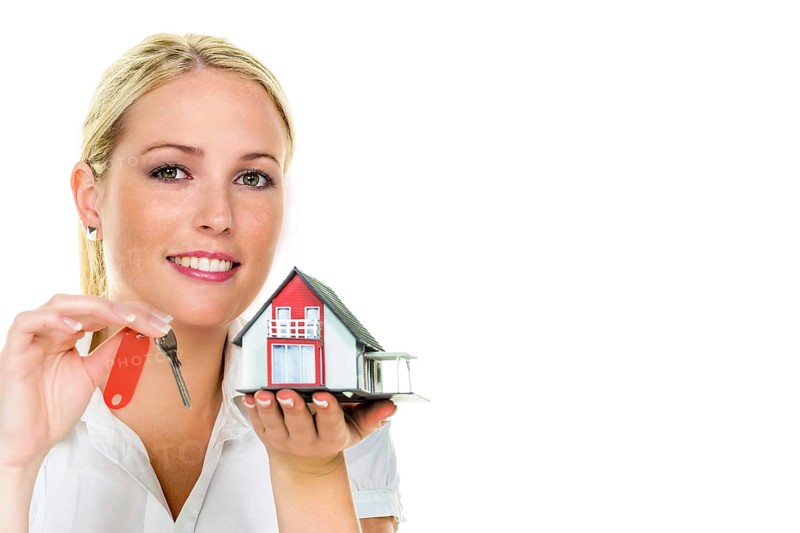 A woman protects your house and home. Good insurance and reputable financing provide peace of mind, Studio
