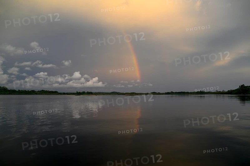 Rainbow over the Iguéla Lagoon, Loango National Park, Parc National de Loango, Ogooué-Maritime Province, Gabon, Africa