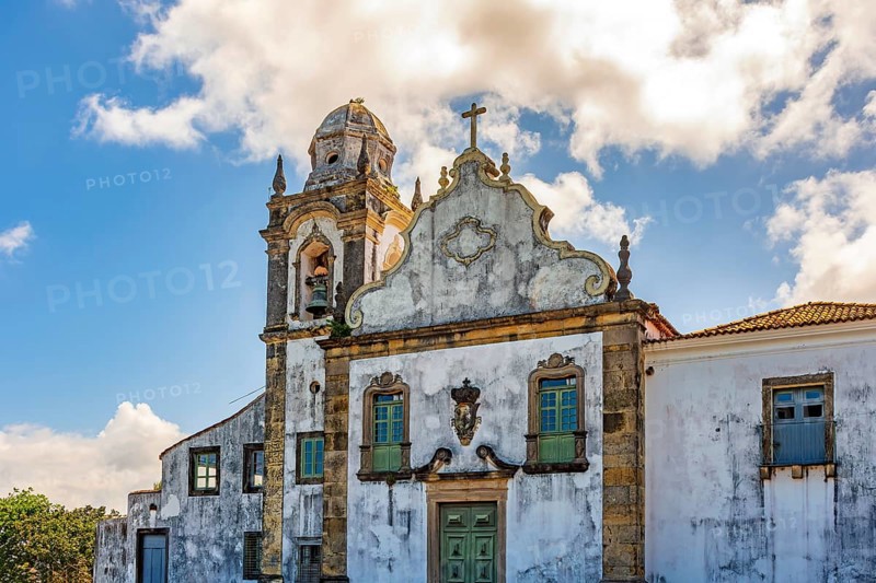 Historic church facade in the city of Olinda in the state of Pernambuco, northeastern Brazil, Olinda, Pernambuco, Brazil, South America