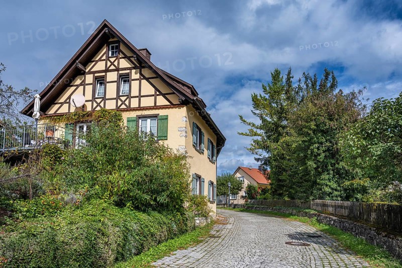 Half-timbered house in the historic upper town of Aach im Hegau, district of Constance, Baden-Württemberg, Germany, Europe
