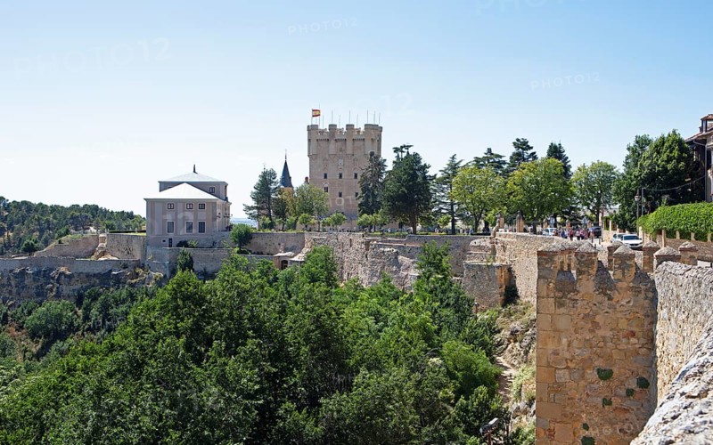 La Muralla or city wall of Segovia, behind the Alcázar, province of Segovia, Castile and Leon, Spain, Europe