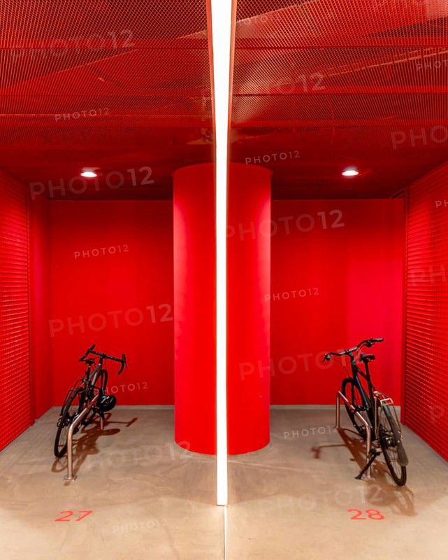 Underground car park for bicycles, redesigned Potsdamer Platz station, Sony Center, Berlin, Germany, Europe