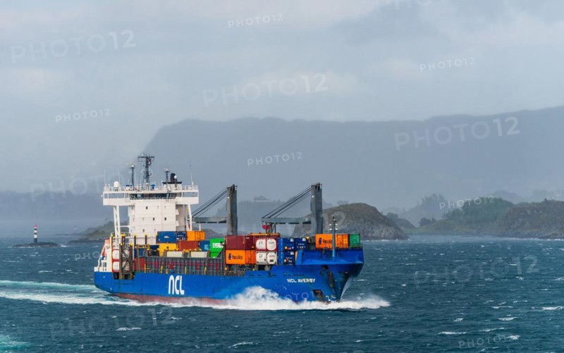 Container Ship NCL AVEROY, ALESUND, Geirangerfjord, Norway, Europe