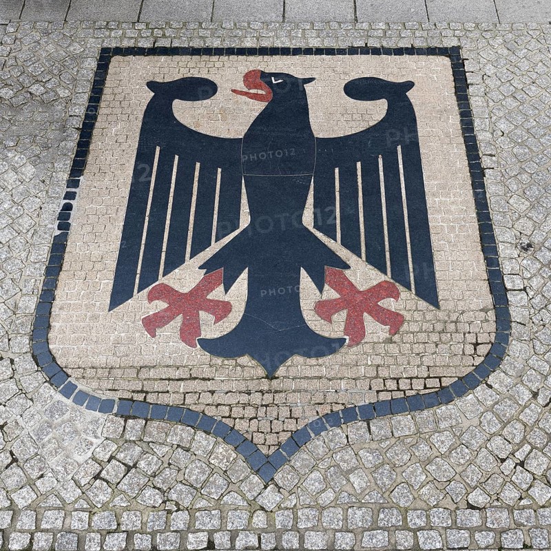 Federal Eagle mosaic, Magdeburg, Saxony Anhalt, Germany, Europe