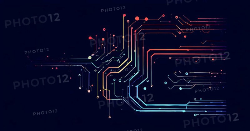 Illustration of abstract stream Artificial intelligence, Big data, AI generated