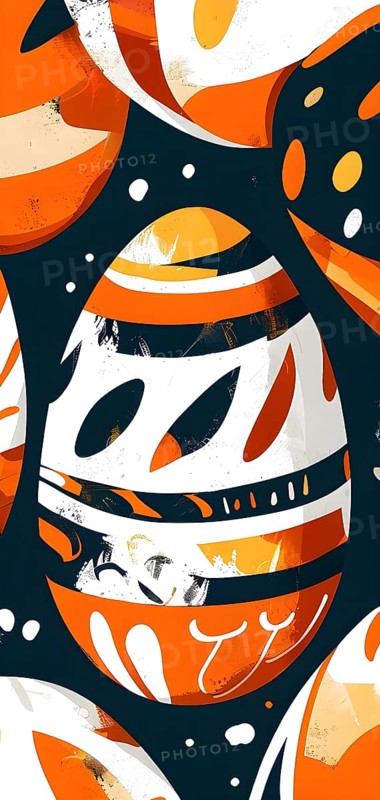 Illustration of an abstract Easter egg design with geometric patterns, bold colors, and a mix of textures, creating a modern and dynamic look, AI generated