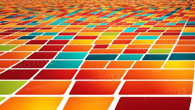 Illustration of a flat background with yellow red and orange squares, AI generated, animation