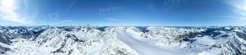 Cevedale summit, Alpine panorama, Aerial view, Snow-covered mountain landscape, Ortler group, Trento, Italy, Europe