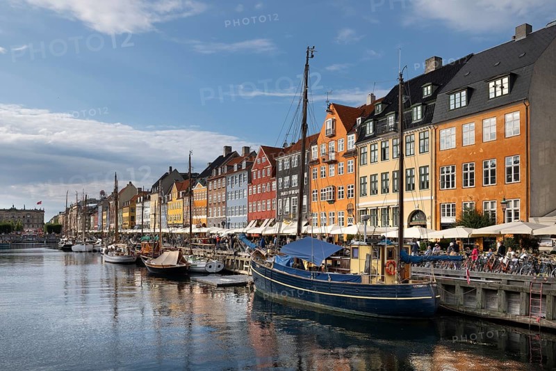 Nyhavn, in the Frederiksstaden district, harbour district with houses over 300 years old, moored sailing boats, promenade with many cafés, pubs, restaurants, canal, tourist attraction, Copenhagen, Denmark, Europe