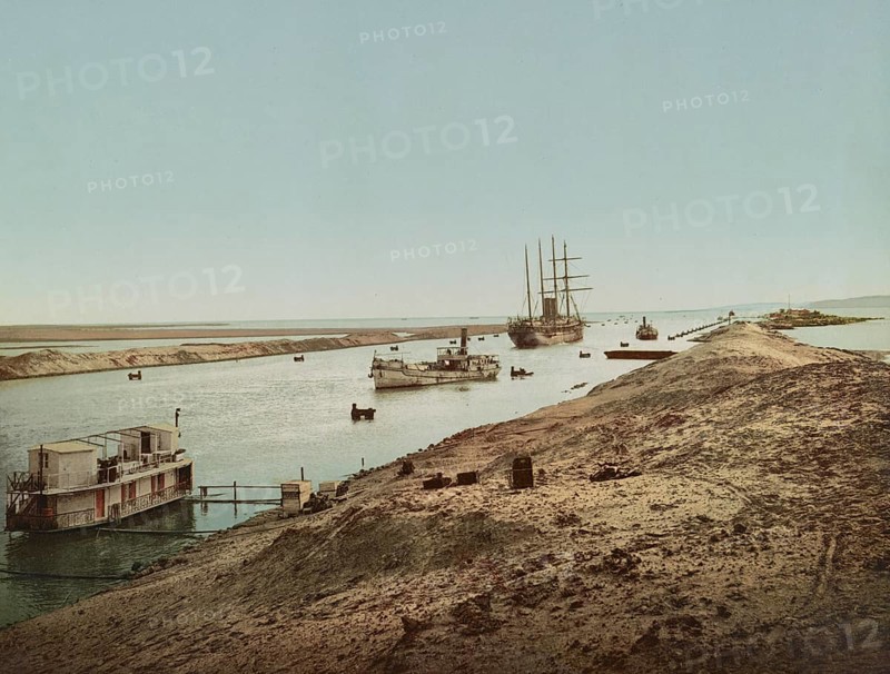 Suez Canal, Entrance to the Salt Lake, Egypt, Historical, digitally restored reproduction from a 19th century original, Record date not stated, Africa