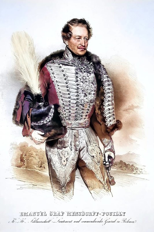 Count Emmanuel von Mensdorff-Pouilly, 24 January 1777, 28 June 1852, was an Austrian field marshal lieutenant, vice governor of the fortress of Mainz, and honorary citizen of the city of Mainz, Historical, digitally restored reproduction from a 19th century original, Record date not stated