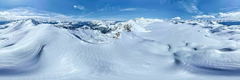 Aerial view, Alpine panorama, Snow-covered glacier plain, Plaine-Morte glacier, Bernese Alps, Switzerland, Europe