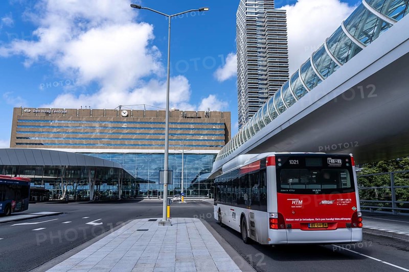 Bus station, public transport connection at The Hague Central Station, Centraal Station, underground station, metro, overground, local transport, city centre, Netherlands