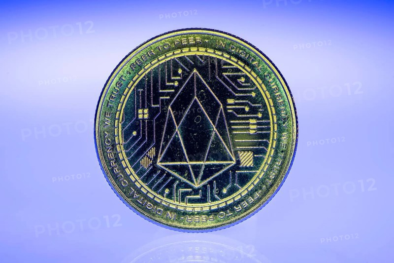 Eos, EOS, cryptocurrency, symbol coin, optical placeholder for the digital currency, blockchain, stock market prices