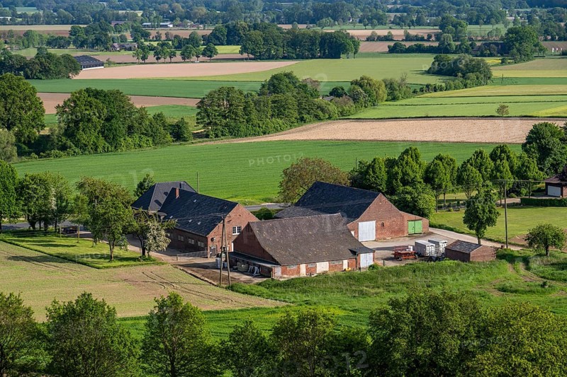 Sonsbeck Switzerland, a part of the Lower Rhine mountain range, an end moraine pushed up during the last glacial period, with a height of 87 metres above sea level, view from Dürsberg in southeast direction, Sonsbeck, North Rhine-Westphalia, Germany, Europe