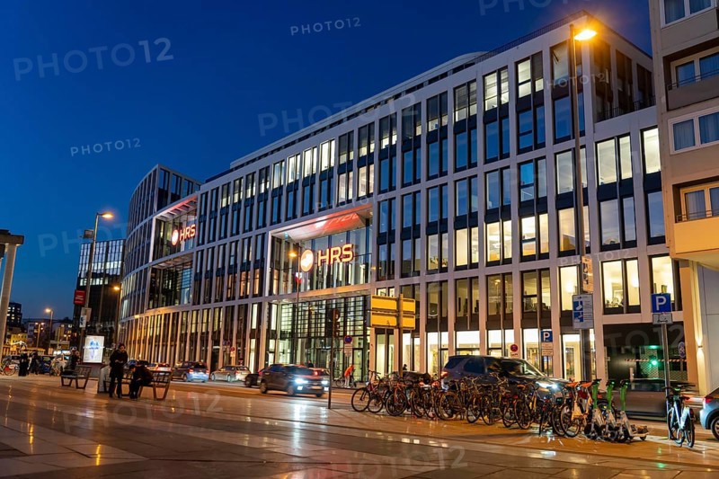 Corporate headquarters of the travel portal HRS, at Cologne Central Station, Breslauer Platz, Cologne Cathedral, Cologne, North Rhine-Westphalia, Germany, Europe