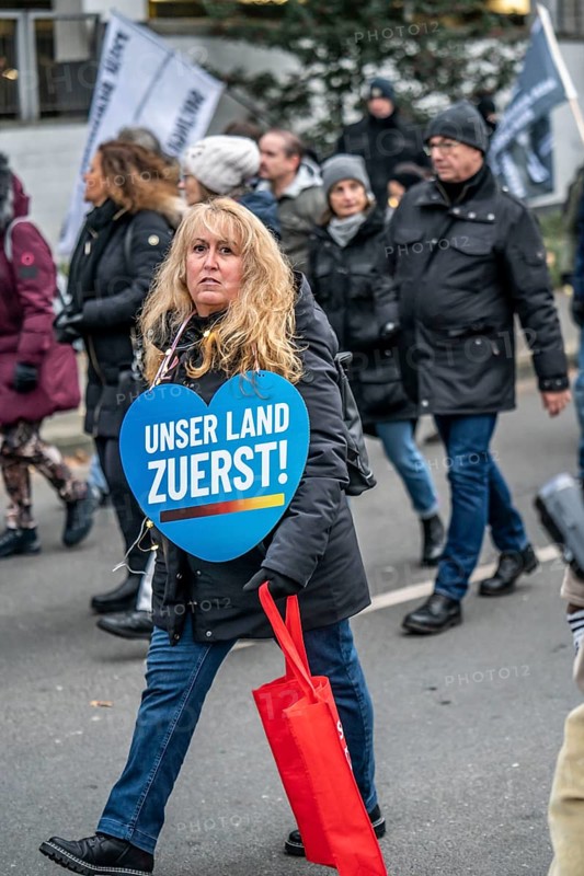 Demo by the group North Rhine-Westphalia Erwacht, a mixture of anti-vaccination activists, lateral thinkers, right-wing radicals, conspiracy theorists, nationalists, Essen, North Rhine-Westphalia, Germany, Europe