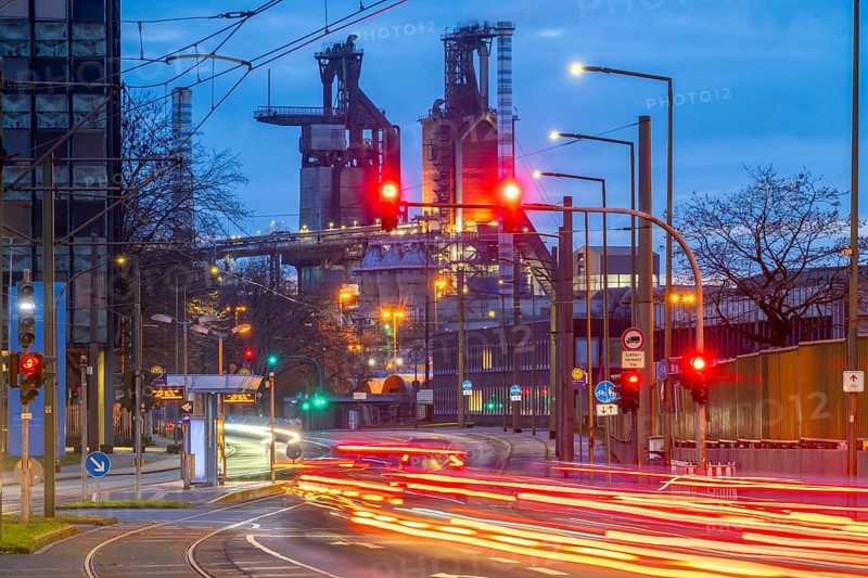 Duisburg-Bruckhausen steel site, ThyssenKrupp Steel, blast furnaces 8 and 9, on Kaiser-Wilhelm-Strasse, North Rhine-Westphalia, Germany, Europe