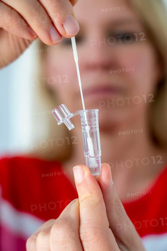 Corona antigen rapid test, lay test, self-test, for the detection of SARS-CoV-2 infection, nasal swab, dissolution in test tube