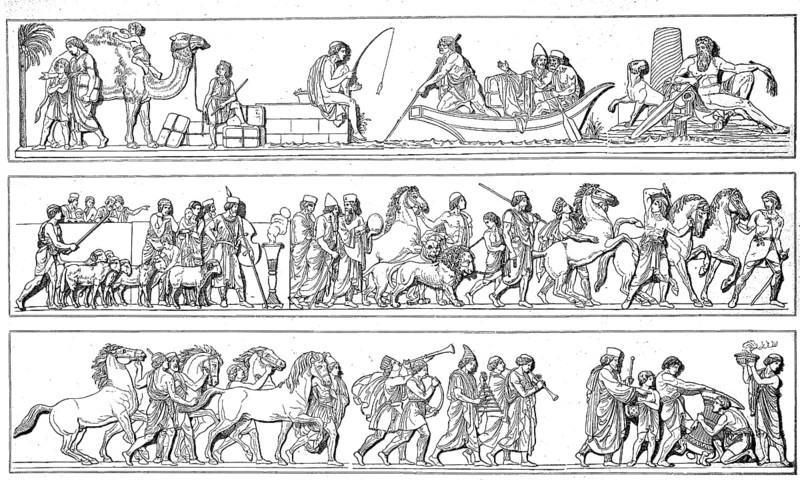 The Alexander Procession, Alexander the Great, after the relief by Thorwaldsen, illustration from 1880, historical, digital reproduction of an original from the 19th century