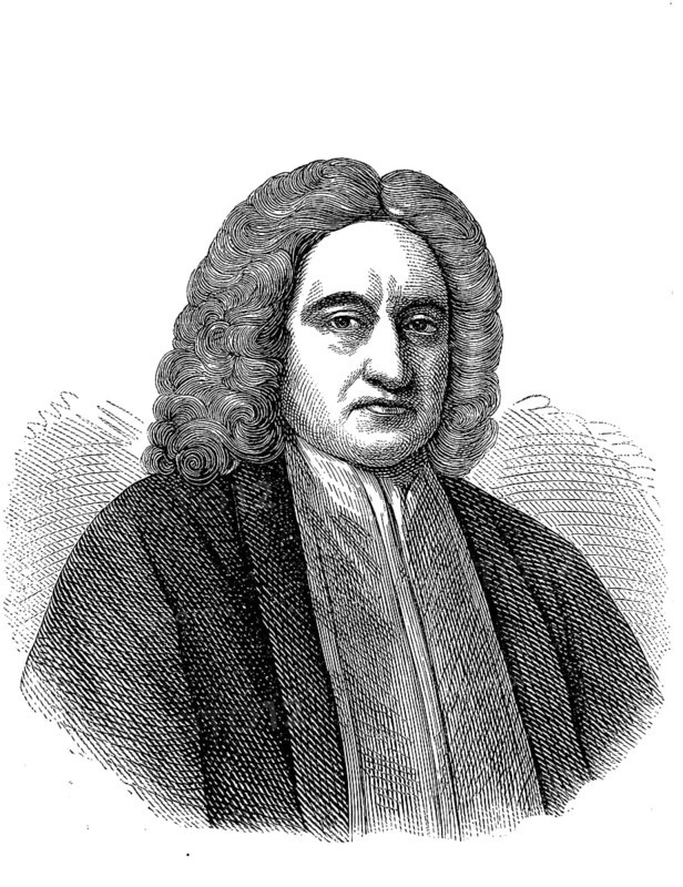 Edmond Halley, 8 November 1656, 25 January 1742, an English astronomer, mathematician, cartographer, geophysicist and meteorologist, Historical, digital reproduction of an original from the 19th century