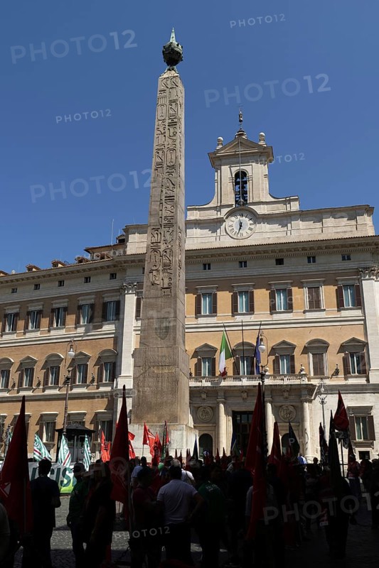 Obelisco di Montecitorio or Obelisco Solare on the Piazza Montecitorio in front of the Palazzo Montecitorio, or Palazzo di Montecitorio, seat of the Chamber of Deputies of the Italian Parliament, Rome, Italy, Europe