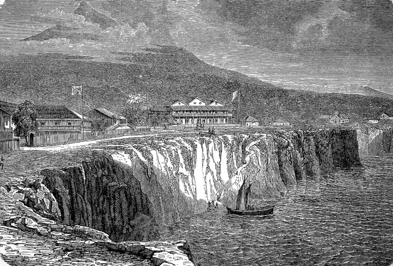 Clarenceton on Fernando-Po, today Bioko, an island in the Gulf of Guinea, Equatorial Guinea, in 1880, Historical, digital reproduction of an original from the 19th century, Africa