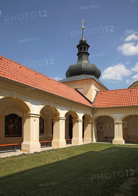 Cloister of the pilgrimage church Maria Loreto in Starý Hroznatov, Altkinsberg, district Cheb, Eger, Bohemia, Egerland, Czech Republic, Czech Republic, Europe