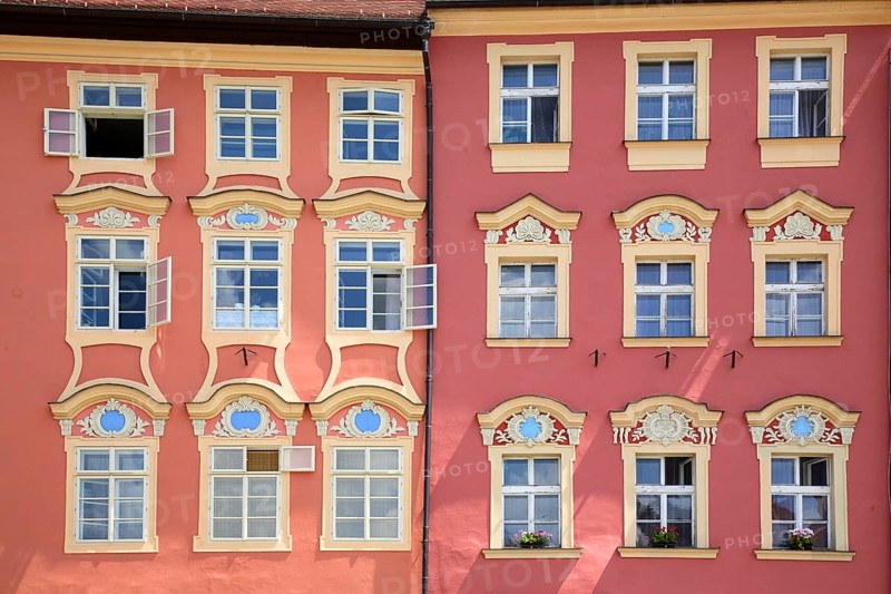 Former Jewish merchants' houses on the market square in Cheb, Cheb, Egerland, Czech Republic, Czech Republic, Europe