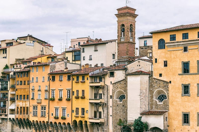 House facades, old town, Ponte Vecchio, architecture, historical, history, culture, city trip, tourism, attraction, sight, Florence, Italy, Europe