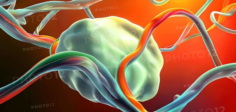 Three dimensional render of cholesterol in blood stream, AI generated
