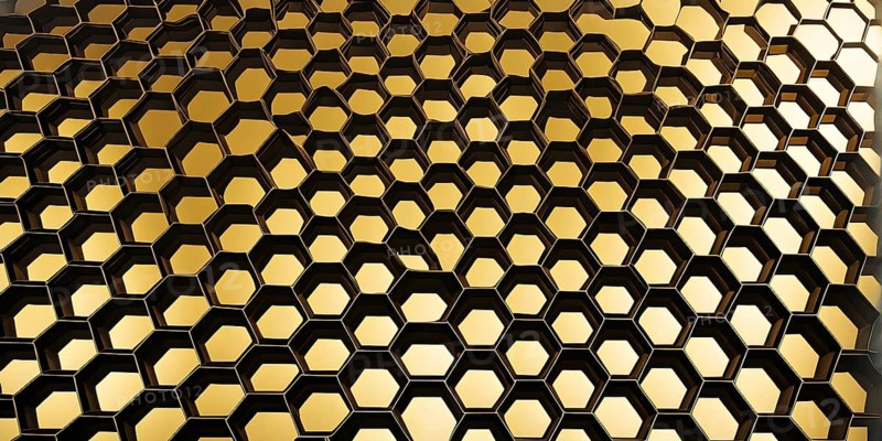 Abstract artwork based on the hexagonal patterns of a honeycomb highlighting efficient structural designs, AI generated