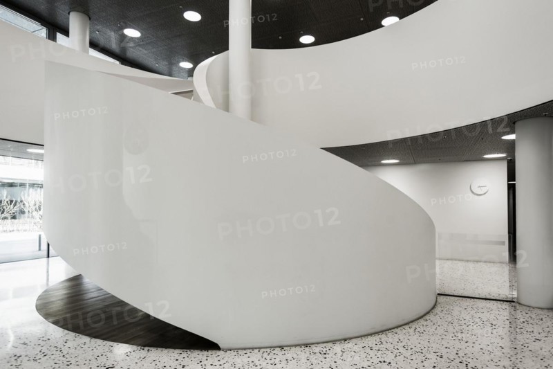 Spiral staircase, Roche Towers, Architects Herzog and de Meuron, Basel, Canton of Basel-Stadt, Switzerland, Europe