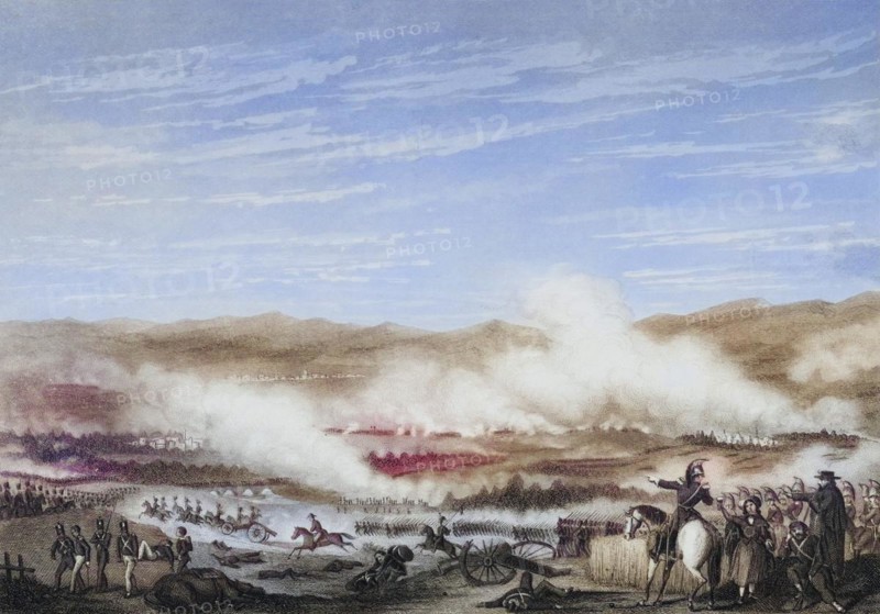 In the Battle of Vitoria on 21 June 1813, English, Portuguese and Spanish troops under the supreme command of Wellington fought against French troops under the nominal supreme command of Joseph Bonaparte, Historical, digitally restored reproduction from a 19th century original, Record date not stated