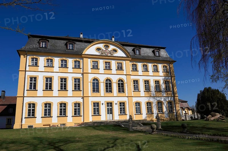 The Jägersburg, former Schönborn hunting lodge, a baroque hunting lodge of the Bamberg prince-bishops near Eggolsheim, district of Forchheim, Upper Franconia, Bavaria, Germany, Europe