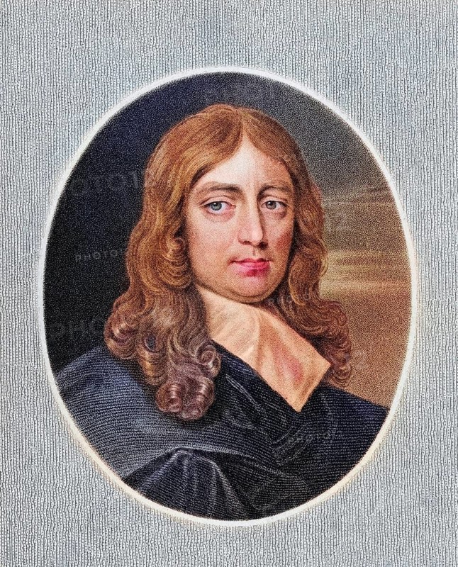 John Milton 1608-1674, English poet. From the book Gallery of Portraits, published 1833, Historic, digitally restored reproduction from a 19th century original, Record date not stated