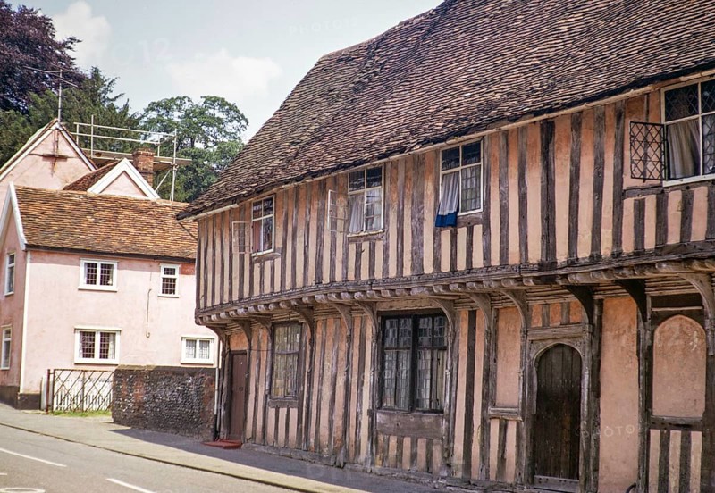 Historische mittelalterliche Gebäude, Lavenham, Suffolk, England, UK, Juli 1972