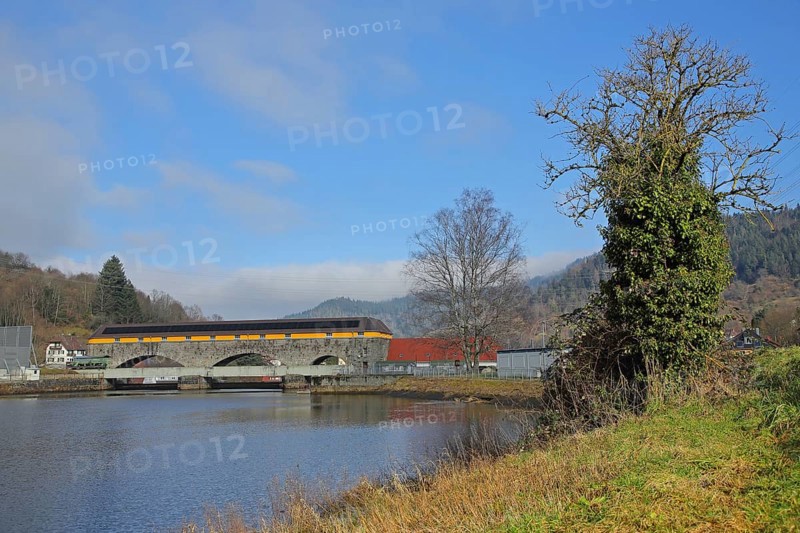 Dam wall with barrage on the Murg, Murg valley, dam, hydro engineering, hydraulic engineering, pumped storage power station, pumped storage power station, bridge, Forbach, Black Forest, Northern Black Forest, Baden-Württemberg, Germany, Europe