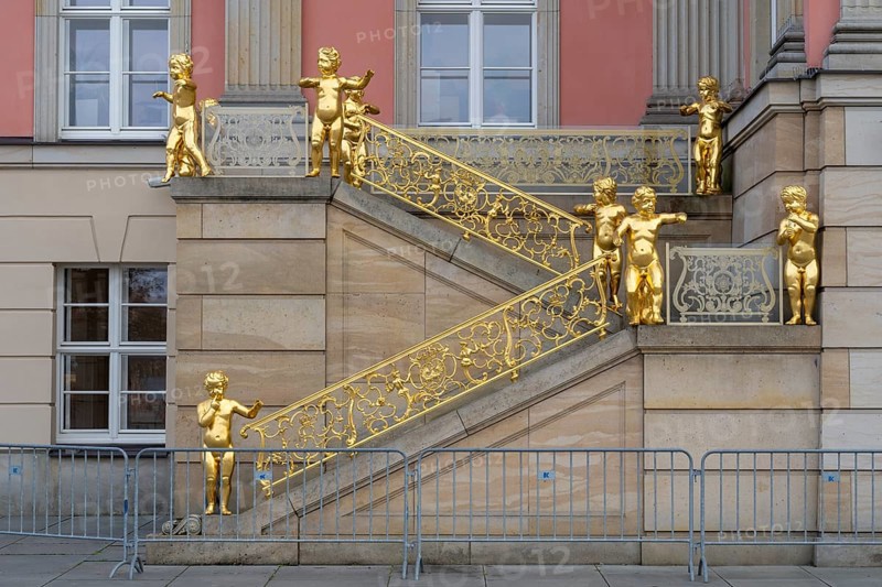 Golden Angel Staircase, Puttentreppe, City Palace and State Parliament, Potsdam, Brandenburg, Germany, Europe