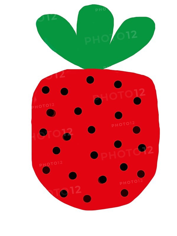Naive illustration, children's drawing, red strawberry