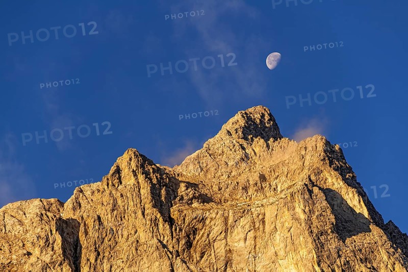 Spritzkarspitze, above the moon, Karwendel Mountains, Tyrol, Austria, Europe