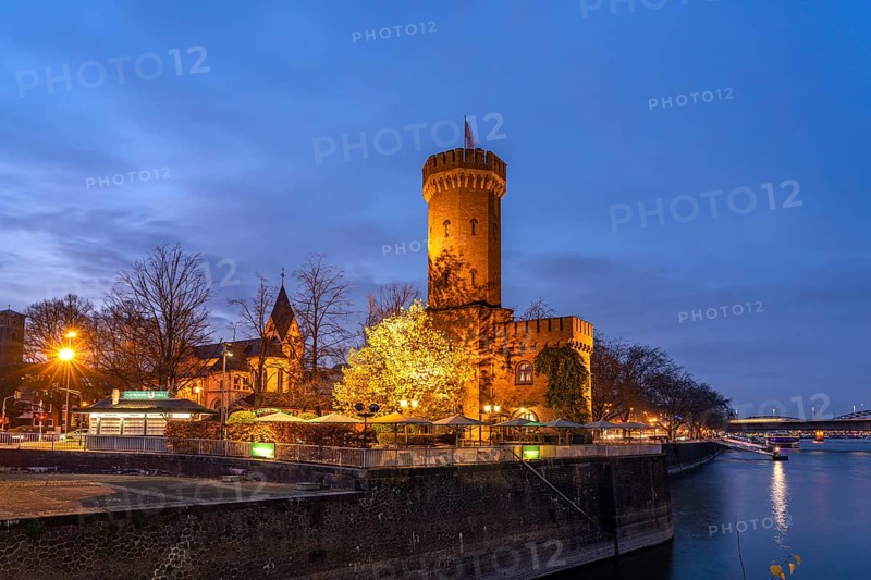 The Malakoff Tower at dusk, Cologne, North Rhine-Westphalia, Germany, Europe