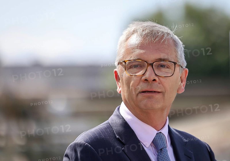 Oberhausen, North Rhine-Westphalia, Germany, Francois Venet, CEO Air Liquide Group at an inauguration ceremony in Oberhausen. Green hydrogen at Air Liquide, hydrogen production at the OQ Chemicals chemical park. TRAILBLAZER, a 20 MW electrolyser for the production of green, climate-neutral hydrogen, Europe