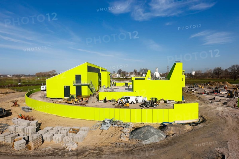 Oberhausen, Ruhr area, North Rhine-Westphalia, Germany - Emscher conversion, new Emscher AKE sewer, here the new Oberhausen pumping station, the ecological conversion of the Emscher system consists of the construction of a central wastewater treatment system in the Ruhr area, the construction of sewers and the renaturalisation of the Emscher and its tributaries