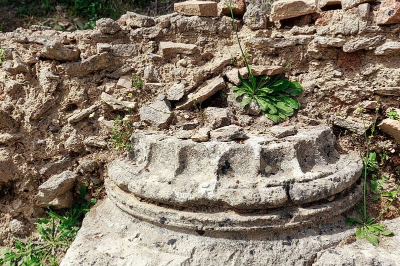 Column base, ruins of a column, detail, symbol photo, ancient Olympia, archaeological site, sanctuary of Zeus, UNESCO World Heritage Site, Elis, Peloponnese, Greece, Europe