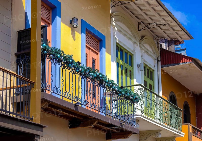Panama, Panama City historic center Casco Viejo colorful streets and colonial architecture., Central America