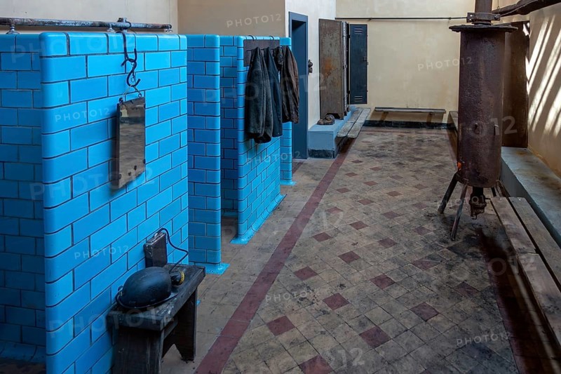 Coal miners' foremen's showers at Le Bois du Cazier, coal mining museum at Marcinelle near Charleroi, province of Hainaut, Belgium, Europe