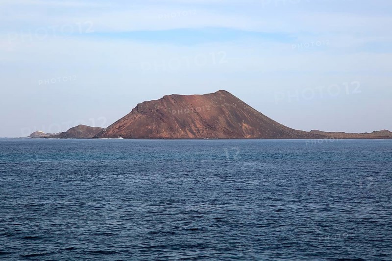 Lobos island former volcano offshore from Corralejo, Fuerteventura, Canary Islands, Spain, Europe