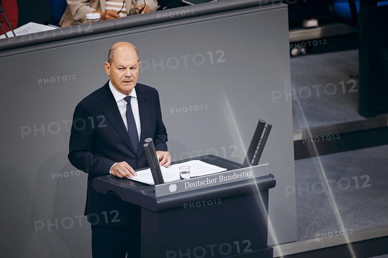 Federal Chancellor Olaf Scholz, (SPD), recorded during a government statement in the German Bundestag in Berlin, 06/06/2024